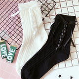 Chaussettes Lolita courte blanche et noire Lolita Harajuku