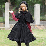 Robe Lolita Classic JSK à bretelles velours noir Lolita Harajuku