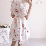 Robe Sweet Lolita blanche OP manches courtes motif lapin Lolita Harajuku