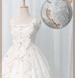 Robe Classic Lolita Longue blanche à bretelles avec bandeau