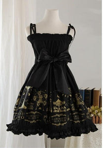 Robe Classic Lolita noire avec bretelles