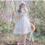 Robe Classic Lolita blanche manches courtes one piece