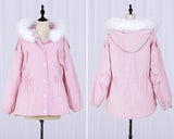 Manteau hiver avec capuche style Japonais Kawaii rose