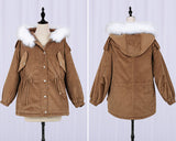Manteau hiver avec capuche style Japonais Kawaii marron