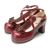 Chaussures Lolita Gothique rouge à talons Lolita Harajuku