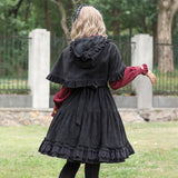 Robe Lolita Classic JSK à bretelles velours noir Lolita Harajuku