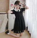Robe gothique lolita op noire manches courtes Lolita Harajuku