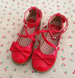 Chaussures Lolita plates rouge Lolita Harajuku