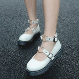 Chaussure lolita blanche compensée boucle coeur Lolita Harajuku