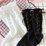 Chaussettes Lolita courte blanche et noire Lolita Harajuku