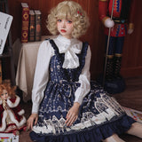Robe Lolita Classic JSK bleu vintage à bretelles Lolita Harajuku