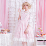 Robe Sweet Lolita rose à bretelles JSK Lolita Harajuku