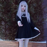 Robe Gothic Lolita noire Harajuku manches longues