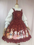 Robe Classic Lolita rouge  JSK à bretelles motif lapins