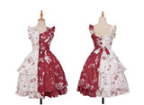 Robe Classic Lolita JSK à bretelles bi-couleur blanc et rouge
