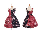 Robe Classic Lolita JSK à bretelles bi-couleur rouge et noir