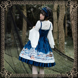 Robe Classic Lolita bleu JSK à bretelles motif renard