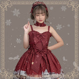 Robe Classic Lolita rouge JSK à bretelles motif renard