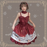 Robe Classic Lolita rouge JSK à bretelles motif renard
