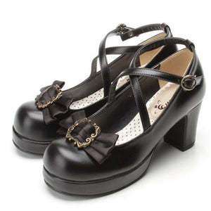Chaussures Lolita Gothique noire à talons Lolita Harajuku
