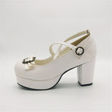 Chaussures Lolita Gothique blanche à talons Lolita Harajuku